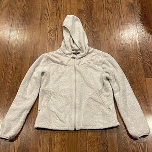 The North Face White Fleece Zip Up hoodie jacket size large (juniors)